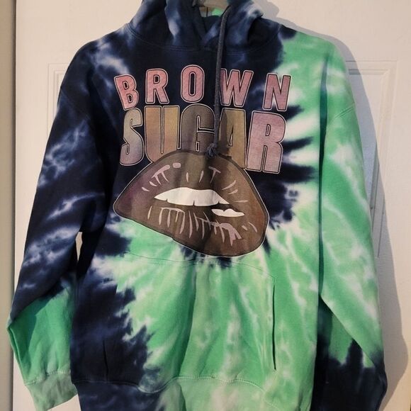 𝅺green and blue tie Dye pull over Sweatshirt Brand Saad size small Unisex NWOT - Picture 1 of 11